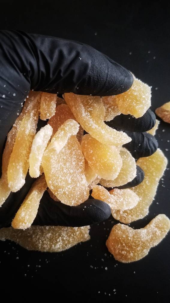 Organic Candied Ginger, Crystallized Candied Ginger Root Large Pieces, Glace Ginger for Tea, Holiday Candy, Holiday Gifting,Morning Sickness