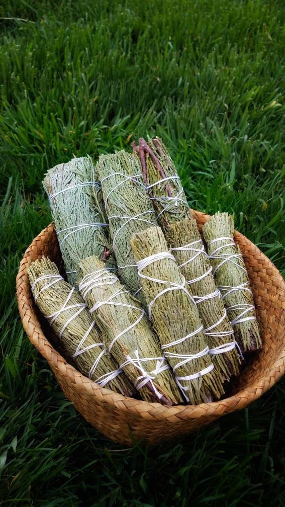 CEDAR Smudge Wand Smoke Cleansing Ritual House Smudging Cleanse Sage Sticks Natural Incense Smudging Dried Herb Bundle Altar Tools Offerings
