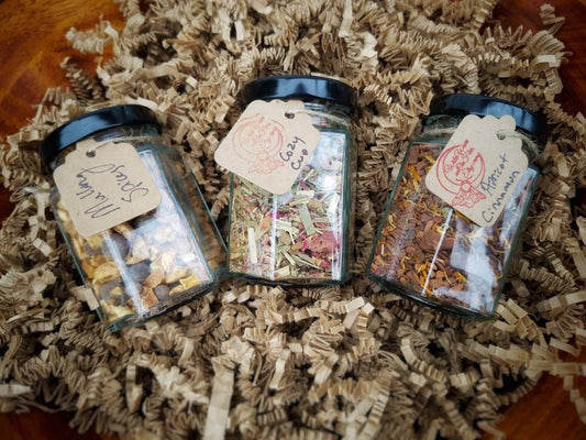 Winter Herbal Tea Blends Loose Leaf Tea Gift Set Trio, all natural handcrafted artisan wildcrafted organic loose leaf gourmet herbal tea