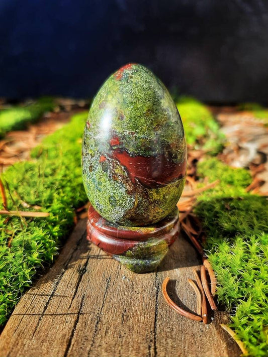Crystal Easter Egg Palm Stone with Stand, Ostara natural stone fertility spell crystals, Egg hunt basket fillers, Eostre goddess altar decor