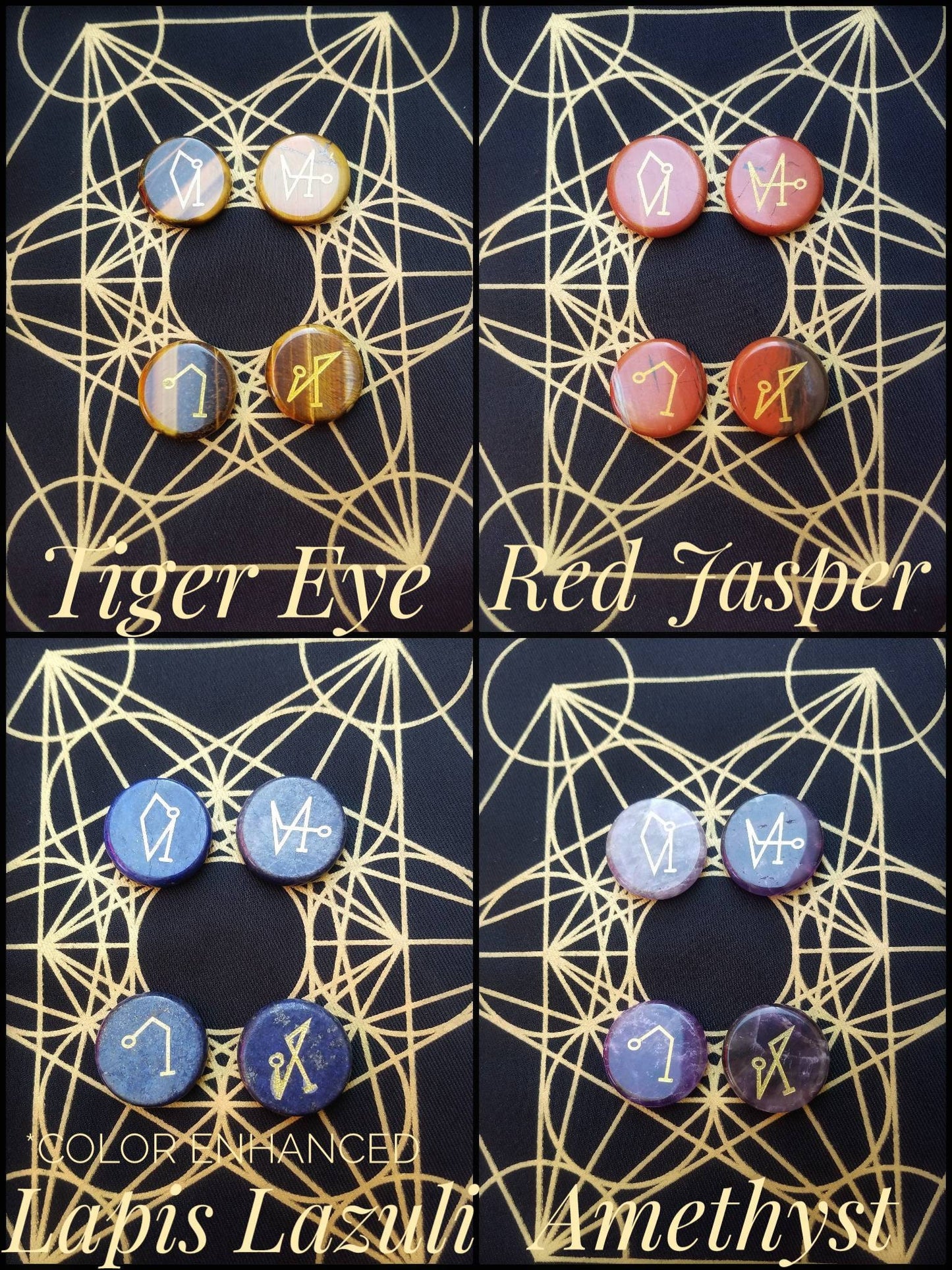 Archangel Sigil Crystal Stone Sets, Engraved Meditation Spiritual Crystals, Metatron Grid Arch Angels Michael Uriel Gabriel Raphael