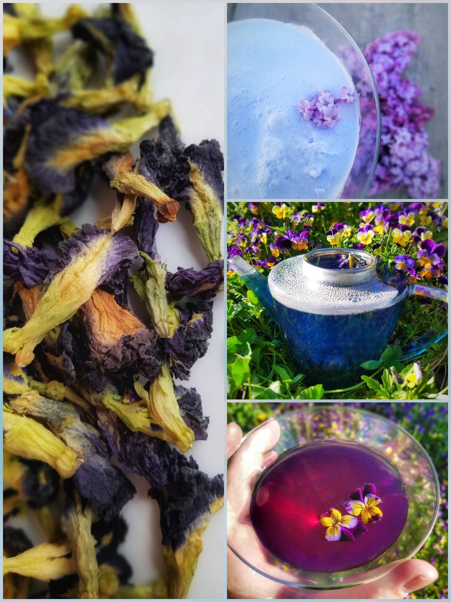 Blue Butterfly Pea Flower Loose Leaf Tea, all natural color changing magical teas,organic artisan gourmet caffeine free herbal tea drink mix