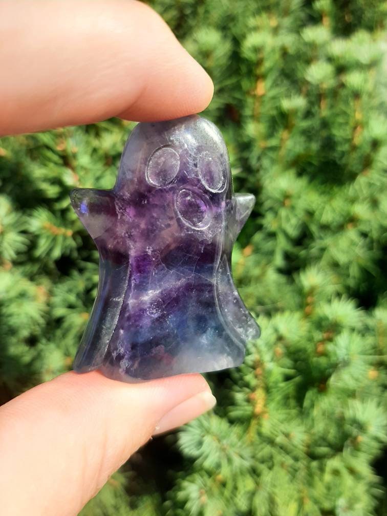 Grade AA Rainbow Fluorite Crystal Ghost Spooky Halloween Aesthetic Decor, gothcore crystals, wire wrap crafts, handmade witch jewelry supply