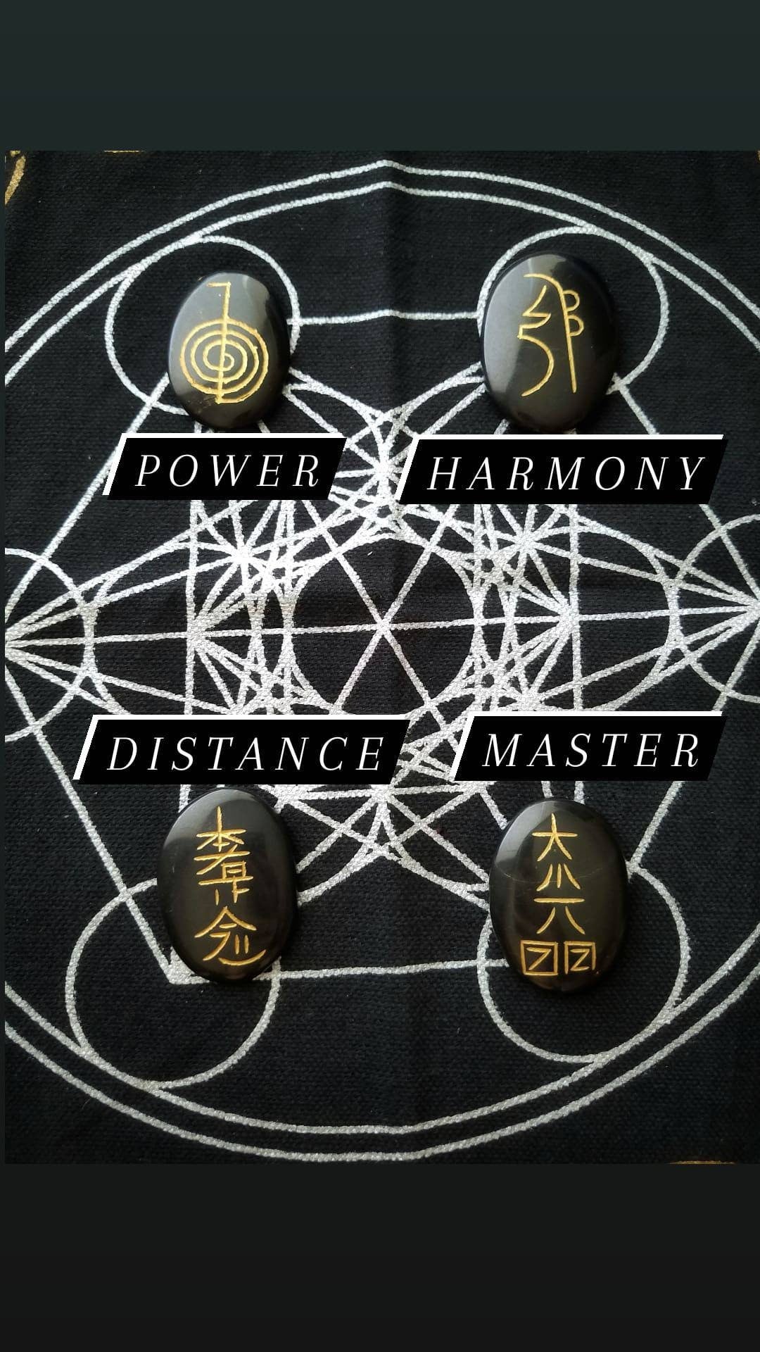 Usui Reiki Stones Symbol Sets, Engraved Meditation Spiritual Crystals, Genuine Carved Gemstone, Usui Shiki Ryoho Attunement