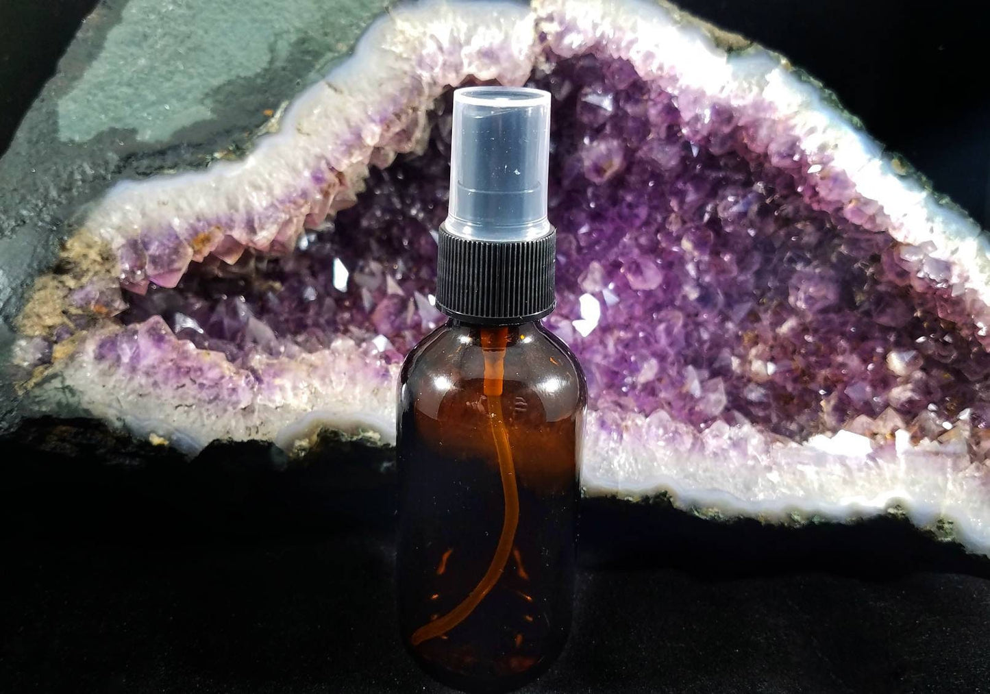 Aura Cleansing Intention Spray Glass Bottle, Aura detox crystal infused moon water spray, aromatherapy crystal imbued lunar water room scent