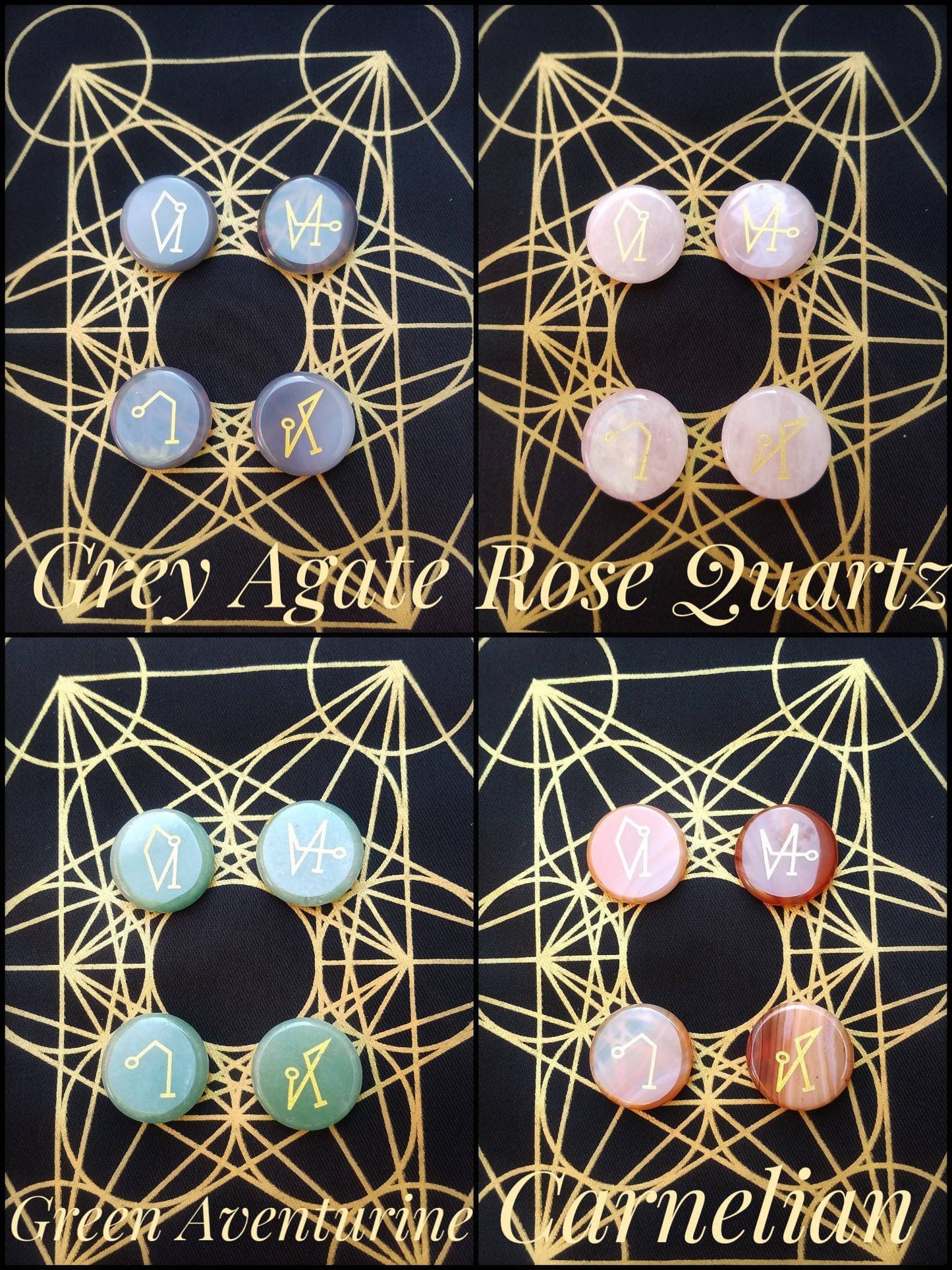 Archangel Sigil Crystal Stone Sets, Engraved Meditation Spiritual Crystals, Metatron Grid Arch Angels Michael Uriel Gabriel Raphael