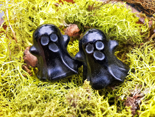 Crystal Ghost Carvings Spooky Halloween Aesthetic Decor, gothcore crystals, wire wrap crafts, handmade witch jewelry supply
