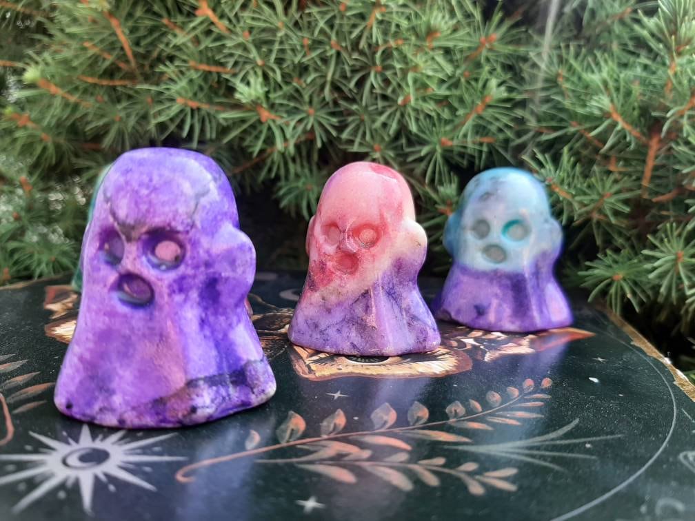 Ghost Picasso Jasper Crystal Spooky Halloween Aesthetic Decor, gothcore crystals, wire wrap crafts, handmade witch jewelry supply