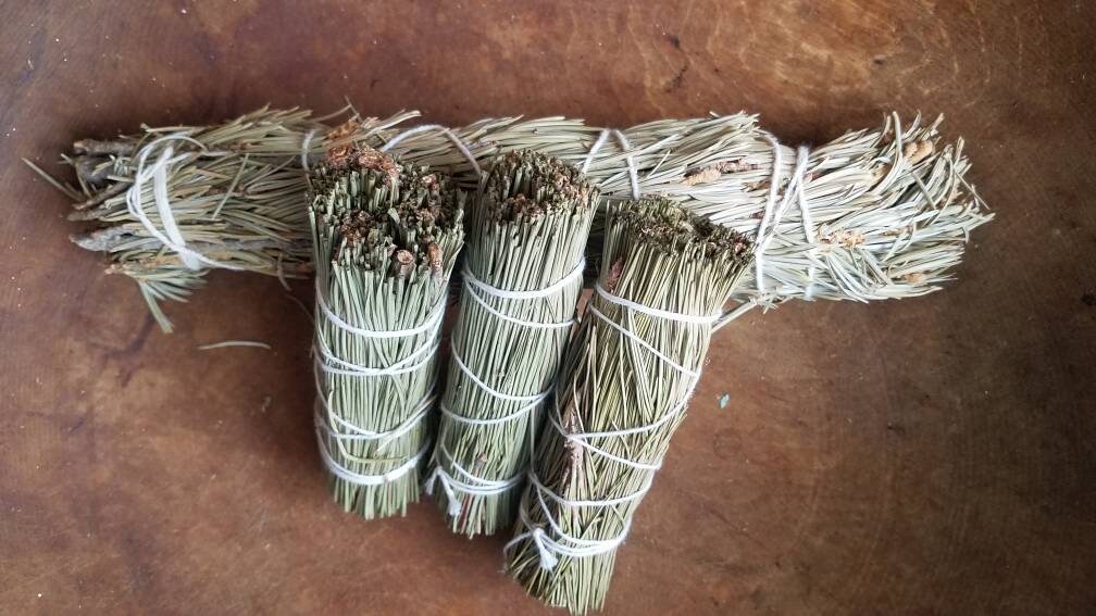 PINE Smudge Wand Smoke Cleansing Ritual House Smudging Cleanse Sage Sticks Natural Incense Smudging Dried Herb Bundle Altar Tools Offerings