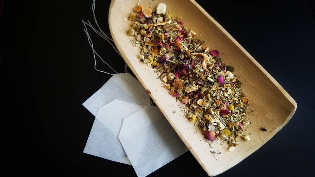 Aphrodite Loose Leaf Tea Blend, Aphrodisiac, handcrafted artisan wildcrafted organic gourmet herbal tea, all natural tea bag, caffeine free