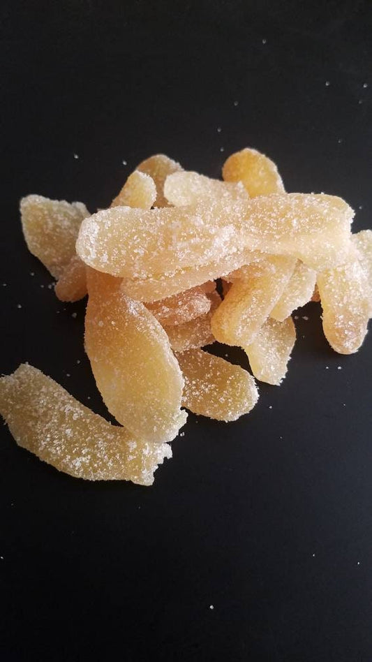 Organic Candied Ginger, Crystallized Candied Ginger Root Large Pieces, Glace Ginger for Tea, Holiday Candy, Holiday Gifting,Morning Sickness