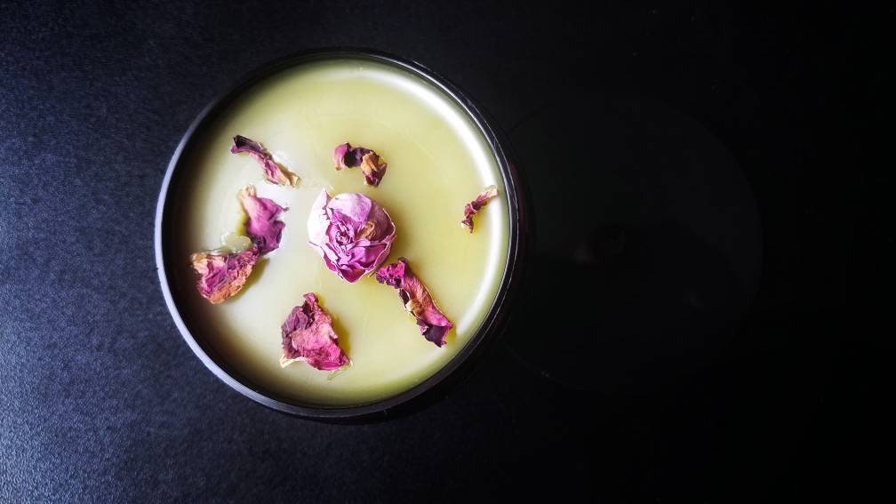 Simply Rose Salve with Rosehip Seed Oil, organic herbal balm ethically created botanically infused handcrafted salve