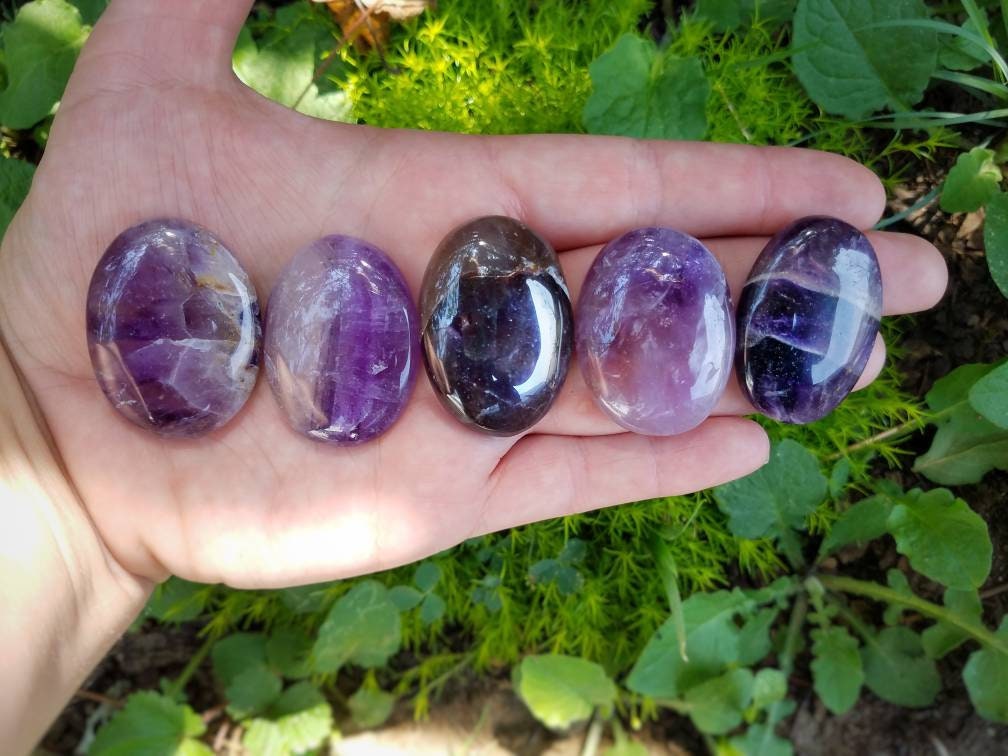Crystal Worry Thumb Stones, Natural Polished Crystal Gemstone Pocket Stones, Acupressure Reflexology Palm Stones, Crystal Witch Meditation