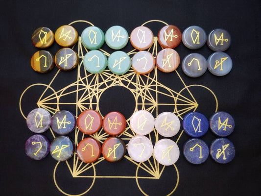 Archangel Sigil Crystal Stone Sets, Engraved Meditation Spiritual Crystals, Metatron Grid Arch Angels Michael Uriel Gabriel Raphael