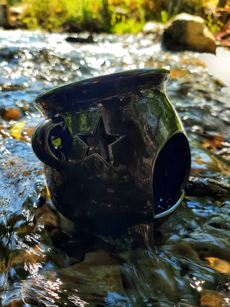 Witches Cauldron Ceramic Oil Burner, Tea Light Oil Diffuser Lamp for Wax Melts Warmer, kitchen witch decor, Wiccan Altar Herbal Spells