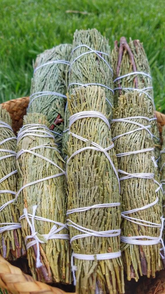 CEDAR Smudge Wand Smoke Cleansing Ritual House Smudging Cleanse Sage Sticks Natural Incense Smudging Dried Herb Bundle Altar Tools Offerings