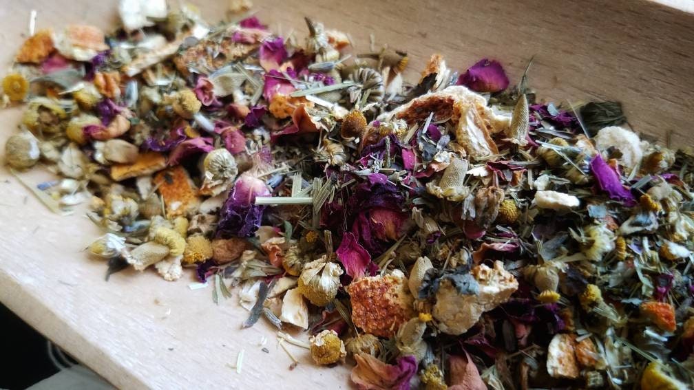 Aphrodite Loose Leaf Tea Blend, Aphrodisiac, handcrafted artisan wildcrafted organic gourmet herbal tea, all natural tea bag, caffeine free