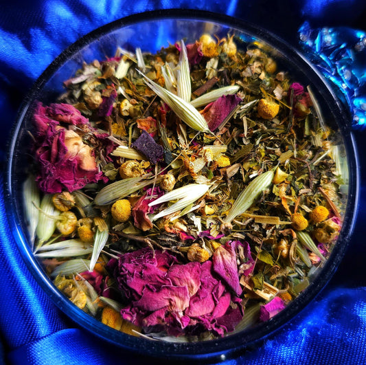 Darkest Night Herbal Loose Leaf Tea Blend for heartbreak difficult times, all natural handcrafted artisan wildcrafted organic loose tea