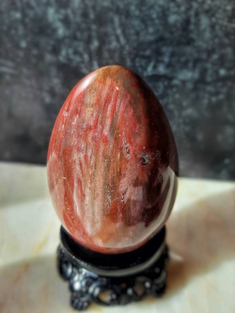 Ocean Jasper Egg Crystal Palm Stone, Ostara natural stone fertility spell crystal, Egg hunt basket filler, Eostre goddess altar decor